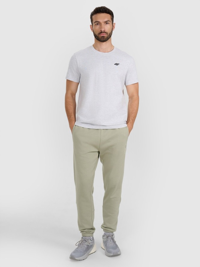 4F T-shirt regular gładki męski - szary 3XL