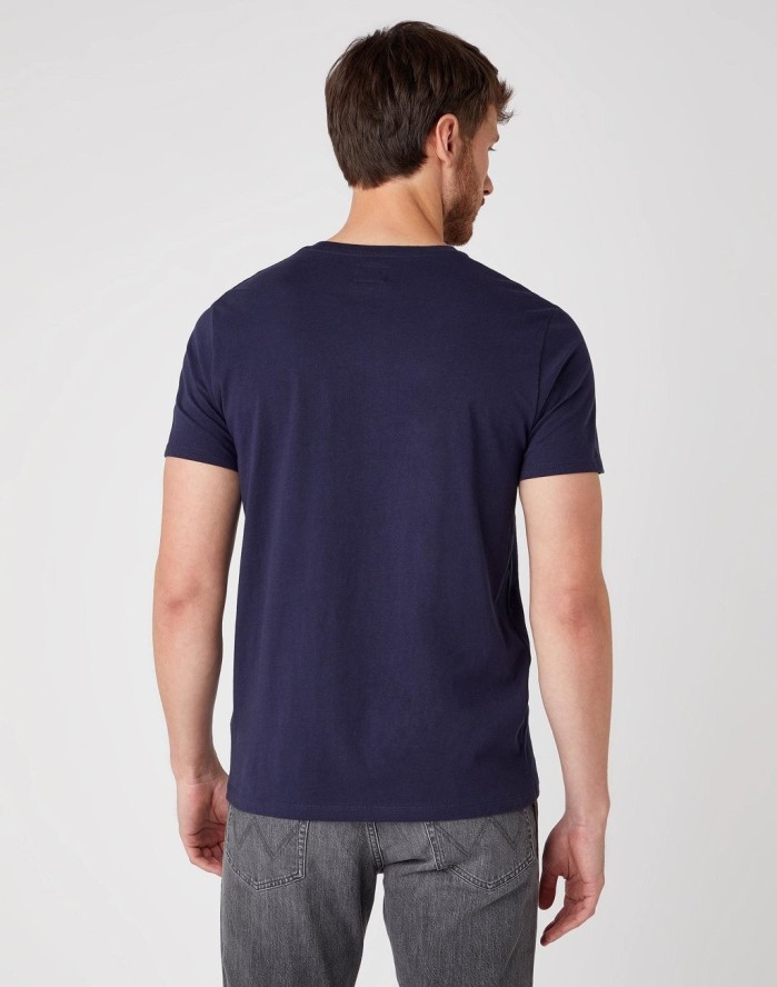 MĘSKI T-SHIRT WRANGLER SS LOGO TEE NAVY W742FK114 112131081
