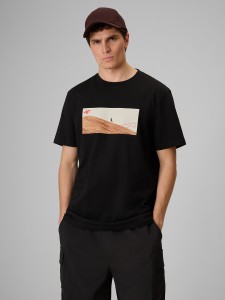 4F T-shirt relaxed z nadrukiem męski - czarny XL