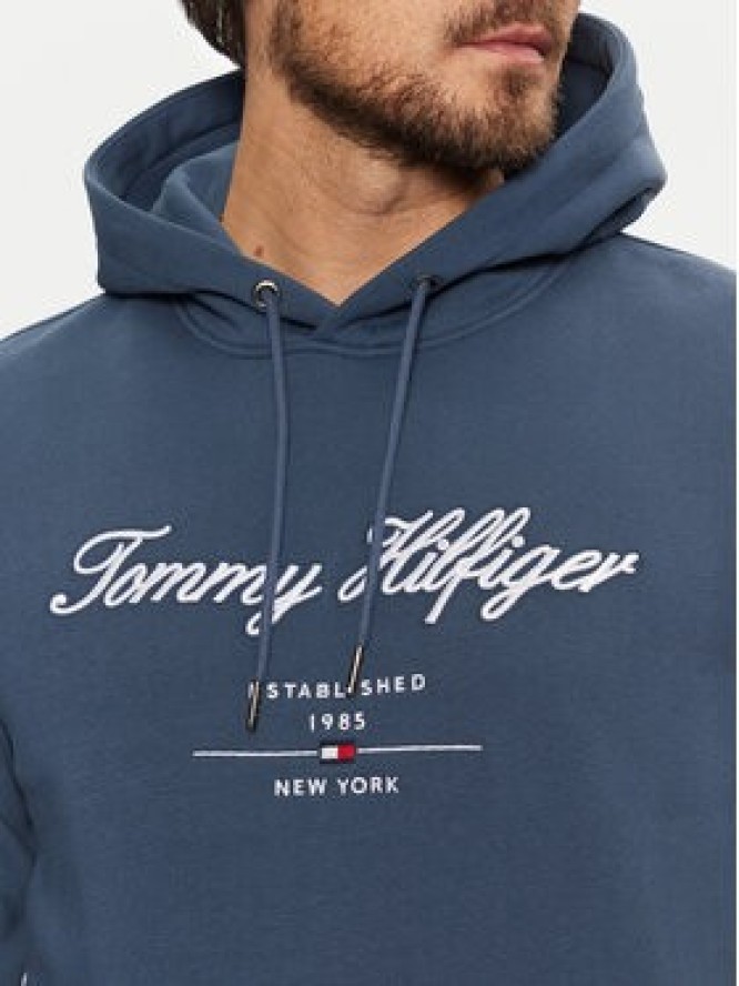 Tommy Hilfiger Bluza Script Logo MW0MW33631 Niebieski Regular Fit