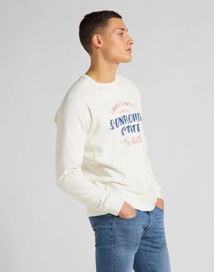 MĘSKA BLUZA LEE RAGLAN GRAPHIC SWS ECRU L83NSPNQ 112122411