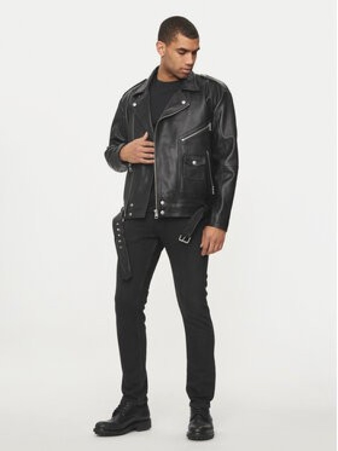 Calvin Klein Jeans Kurtka skórzana J30J325600 Czarny Regular Fit
