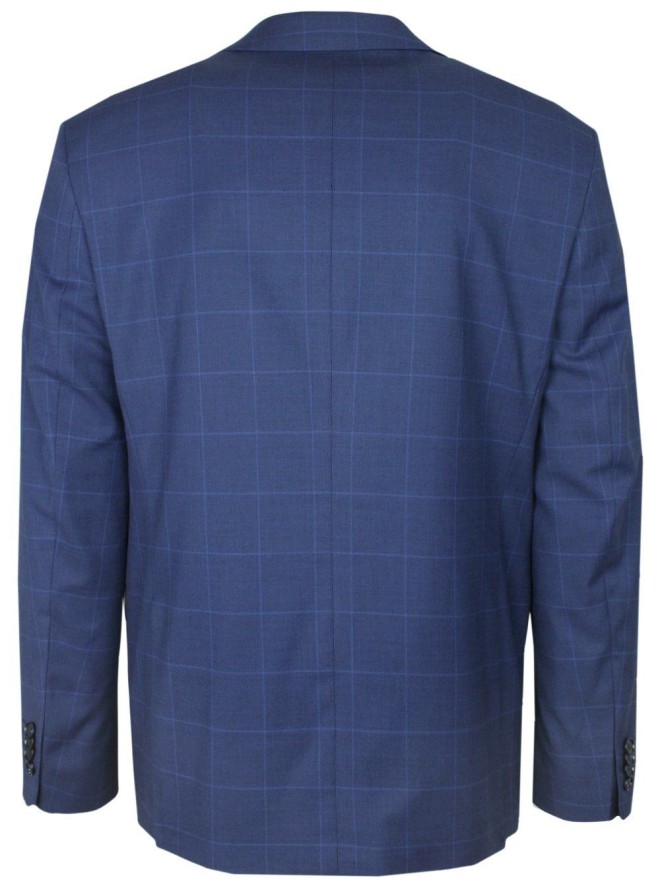 Elegancki Męski Garnitur - Victorio - Granatowy w Kratę