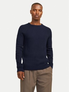 Jack & Jones Sweter Pannel 12258471 Granatowy Regular Fit