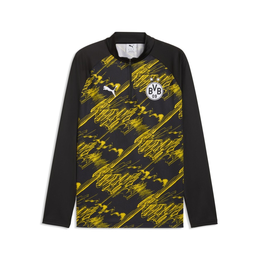 Męska koszulka na rozgrzewkę Borussia Dortmund z zamkiem 1/4 PUMA