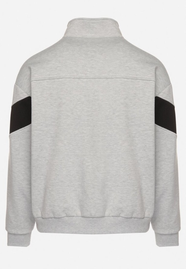 Szara Kurtka z Geometrycznym Pasem i Napisem Fonalena