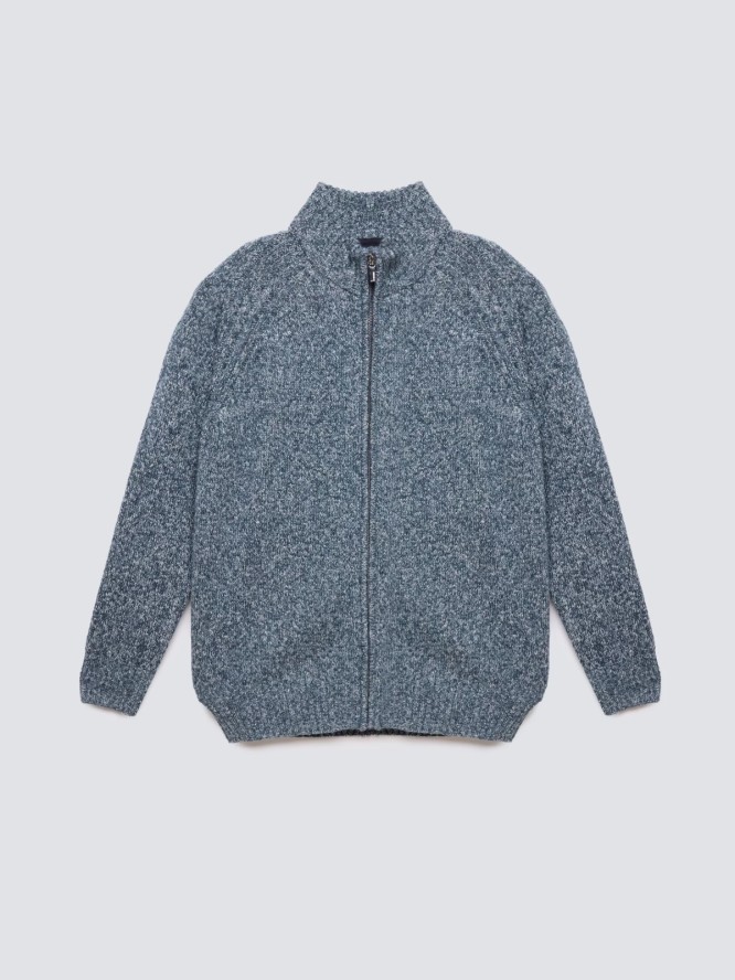 Sweter męski rozpinany melanżowy niebieski Dionis 402