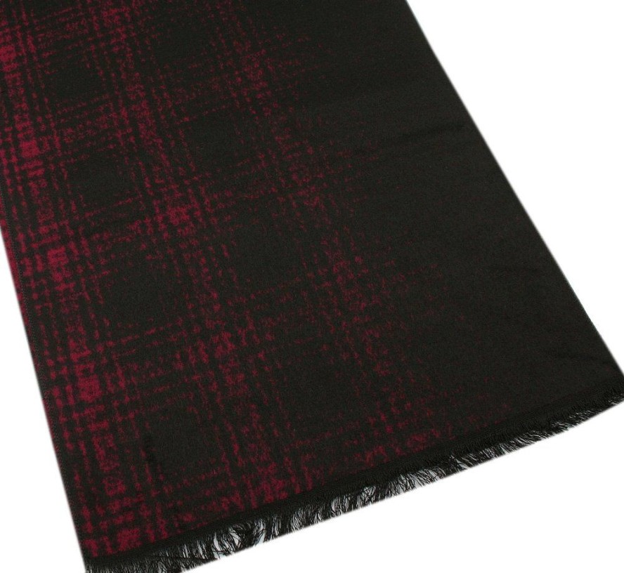 Męski Szalik z Wiskozy - Alties - Czarny z Dodatkiem Bordo