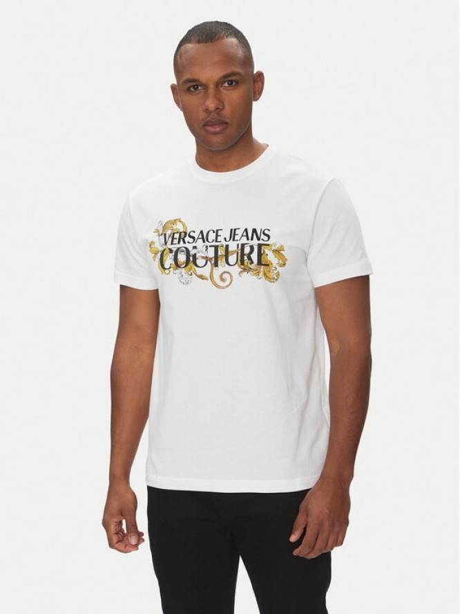 Versace Jeans Couture T-Shirt 78GAHC05 Biały Regular Fit