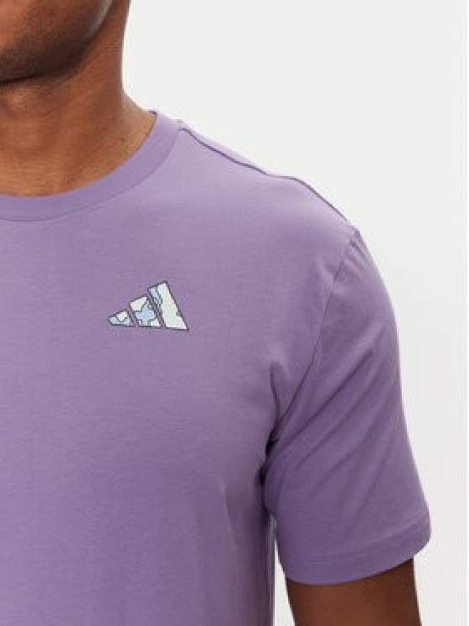 adidas T-Shirt Earth Day Graphic JI6757 Fioletowy Regular Fit