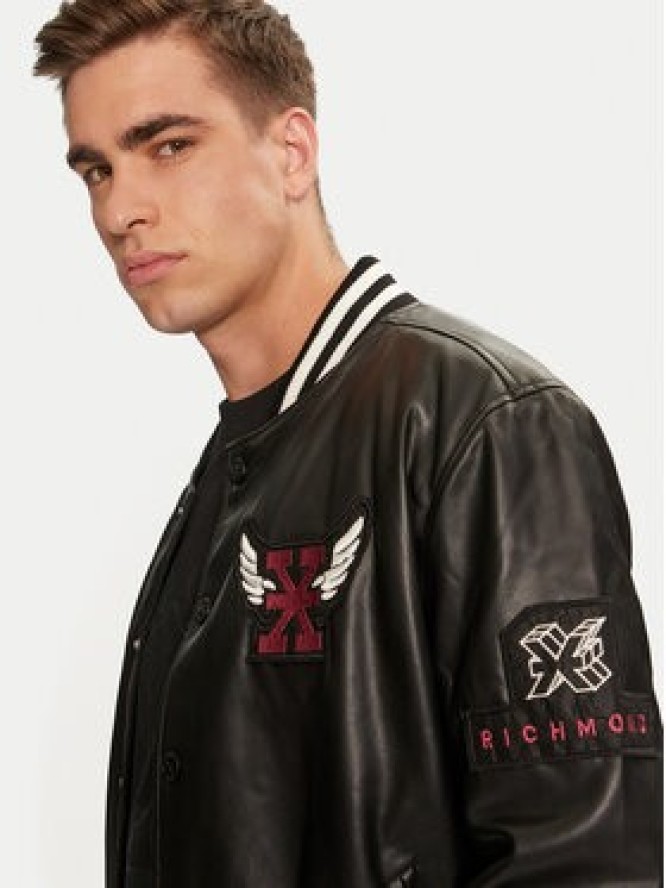 Richmond X Kurtka z imitacji skóry Meleb UMA24217GB Czarny Regular Fit