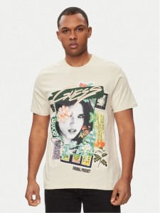 Guess T-Shirt M4GI49 KBW41 Beżowy Slim Fit
