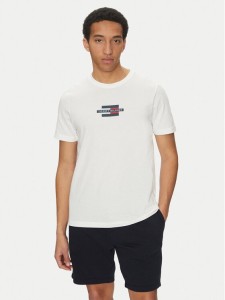 Tommy Hilfiger T-Shirt Flag Box MW0MW38636 Biały Regular Fit