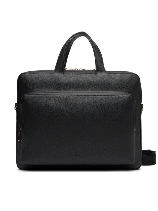 Calvin Klein Torba na laptopa Micro Pebble Slim Briefcase 36 LV04D3012G Czarny