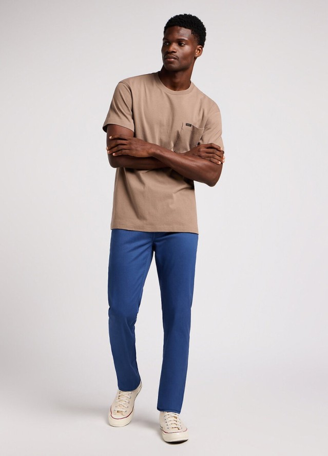 LEE DAREN ZIP FLY MĘSKIE SPODNIE MATERIAŁOWE CHINO CHINOSY DRAMA BLUE 112349220 L707016069