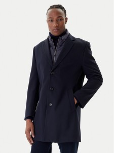 Bugatti Płaszcz wełniany 821628-84221 M Granatowy Regular Fit