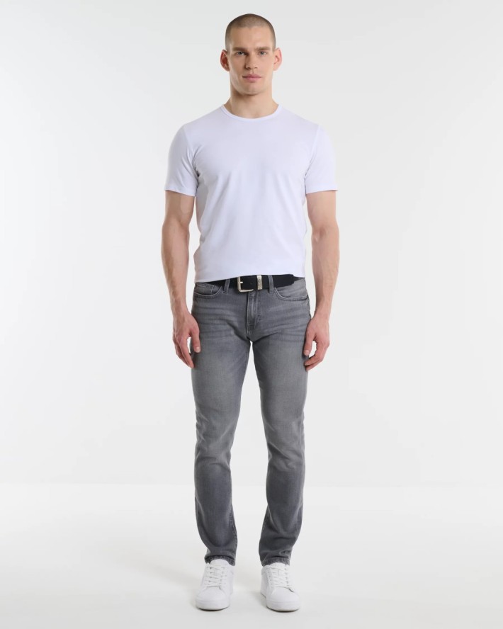 Jeansy męskie dopasowane z przetarciami ciemnoszare Terry Slim 896