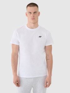 4F T-shirt regular gładki męski - biały XXL