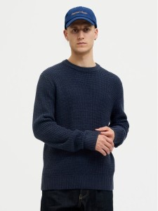 Jack & Jones Sweter Global 12287594 Granatowy Regular Fit