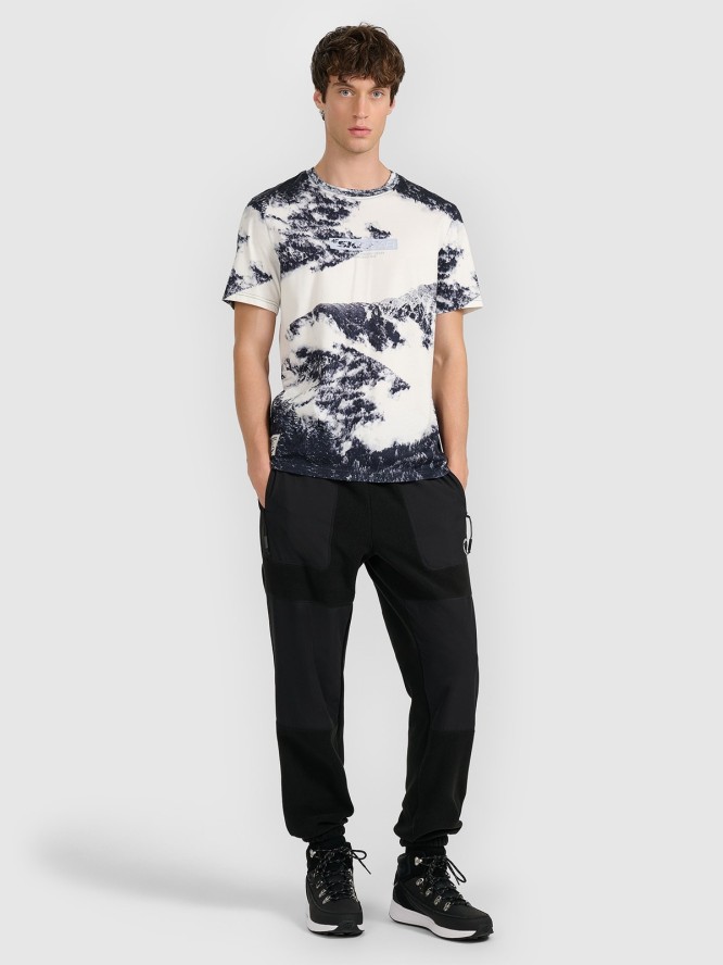 4F T-shirt regular z nadrukiem męski - czarny M