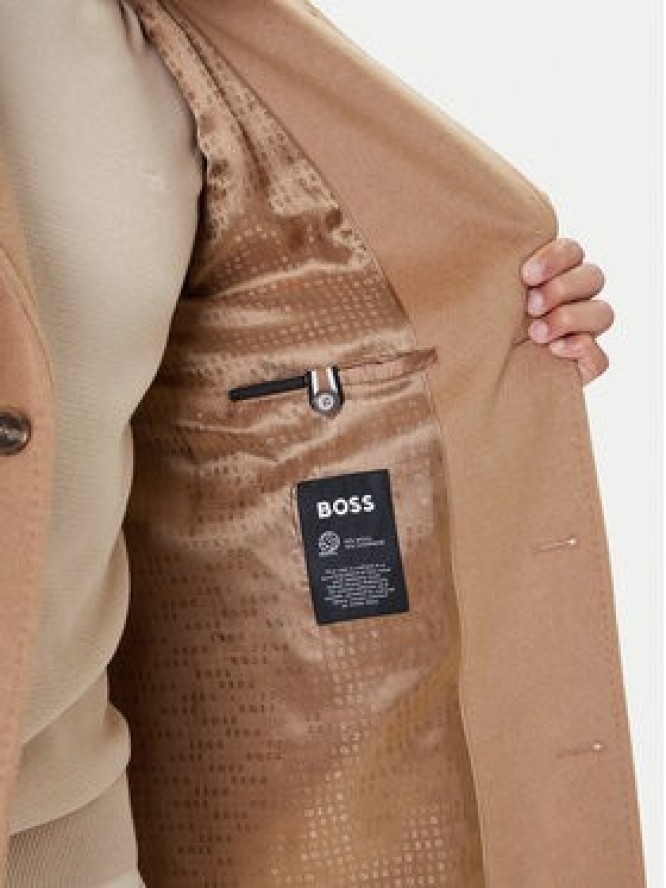 BOSS Płaszcz wełniany Hyde 50549187 Beżowy Slim Fit