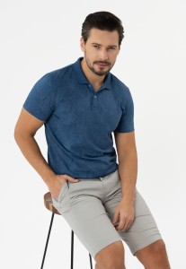 Koszulka polo z wzorem O-KOBALT