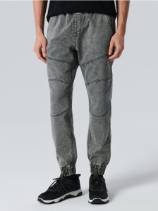 Jeansy jogger z efektem sprania - szary