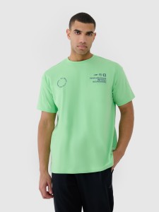 4F T-shirt oversize z nadrukiem męski - zielony XL