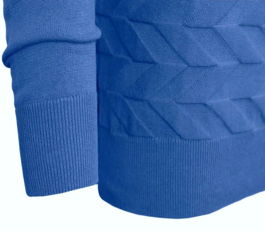 Bawełniany Sweter Pako Jeans - Okrągły Dekolt - Niebieski