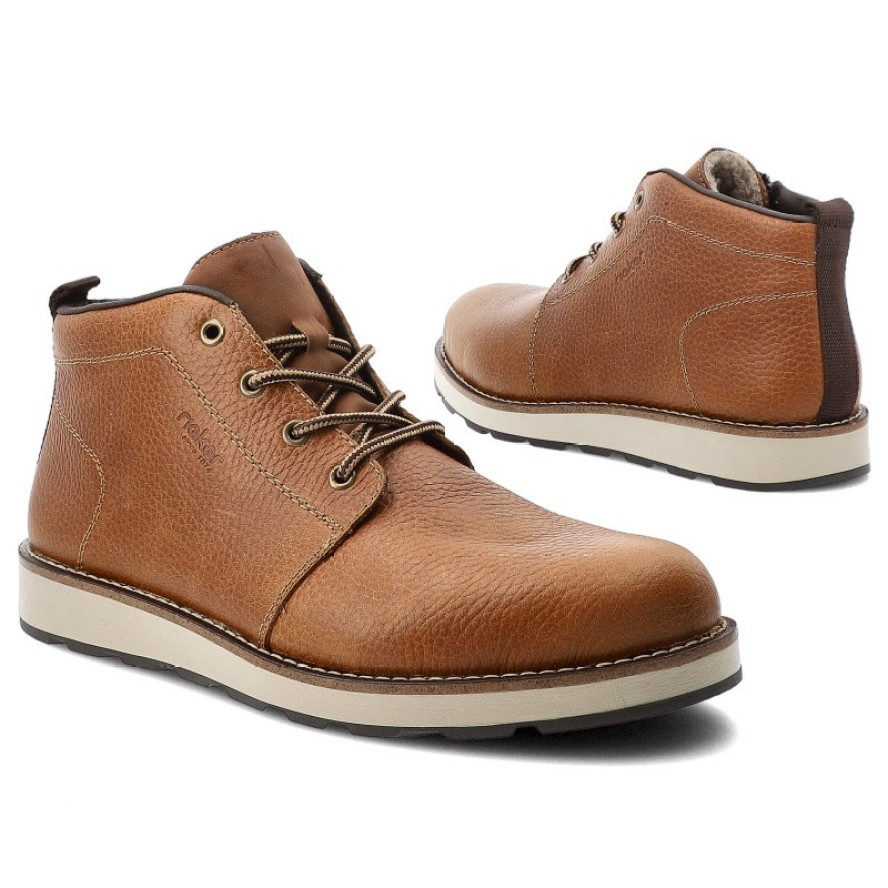 Brązowe Botki Rieker Eleganckie Obuwie Męskie