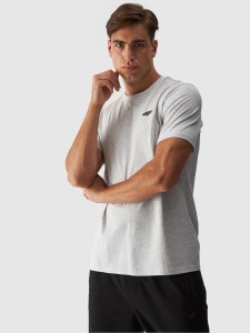 4F T-shirt regular gładki męski - szary XXL