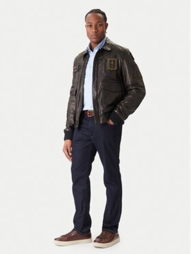 Aeronautica Militare Kurtka skórzana 252PN0846U100839 Czarny Regular Fit