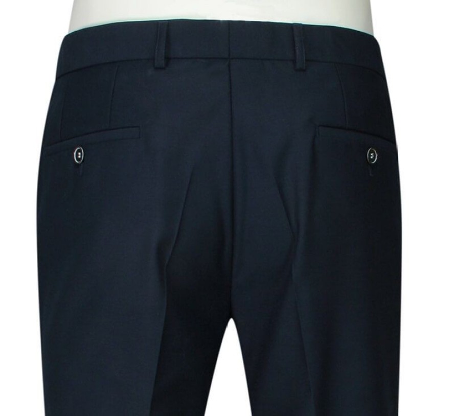 Garnitur Ślubny, Elegancki, Slimowany, Granatowy Zapinany na Jeden Guzik, Spodnie w Kant -CASINO