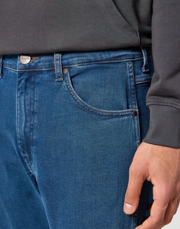 WRANGLER MĘSKIE SPODNIE JEANSOWE FRONTIER BLUE GREY 112355017 W16V017416