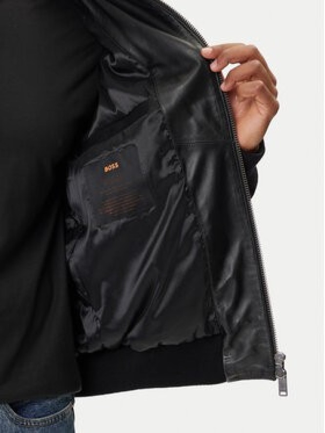 BOSS Kurtka skórzana Jonier 50547567 Czarny Relaxed Fit