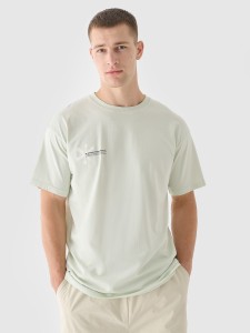 4F T-shirt oversize z nadrukiem męski - turkusowy M