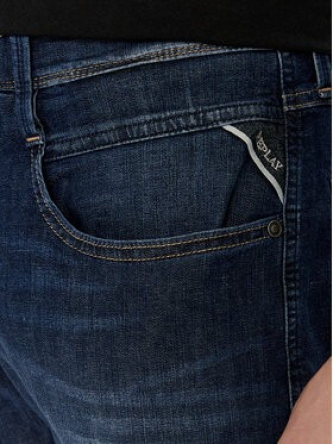 Replay Jeansy M914J.000.785 Granatowy Slim Fit