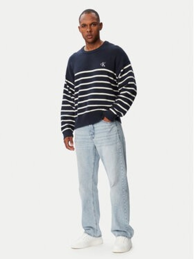 Calvin Klein Jeans Sweter LV04RG305G Granatowy Relaxed Fit