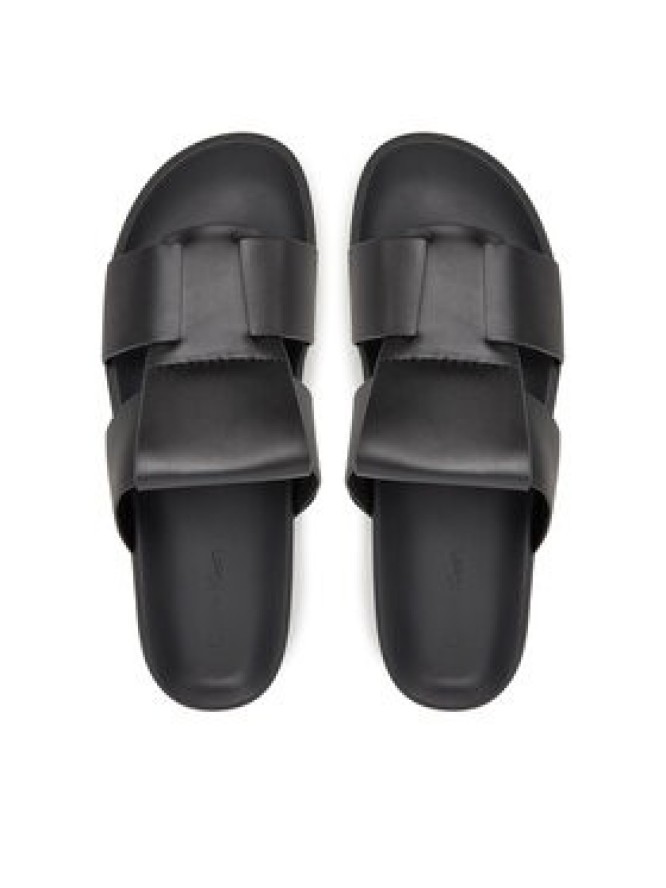Calvin Klein Klapki Lug Sandal Double T Lth HM0HM01734 Czarny