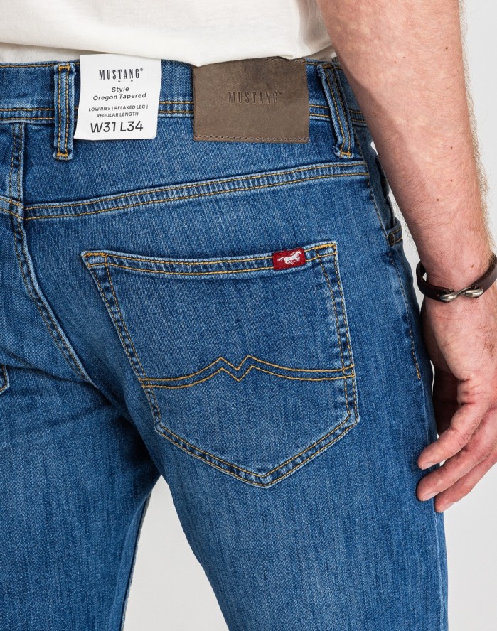 Męskie Spodnie Jeansowe Mustang Style Oregon Tapered Denim Blue 1017123 5000 623