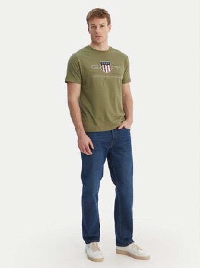 Gant T-Shirt Archive Shield 2003199 Zielony Regular Fit