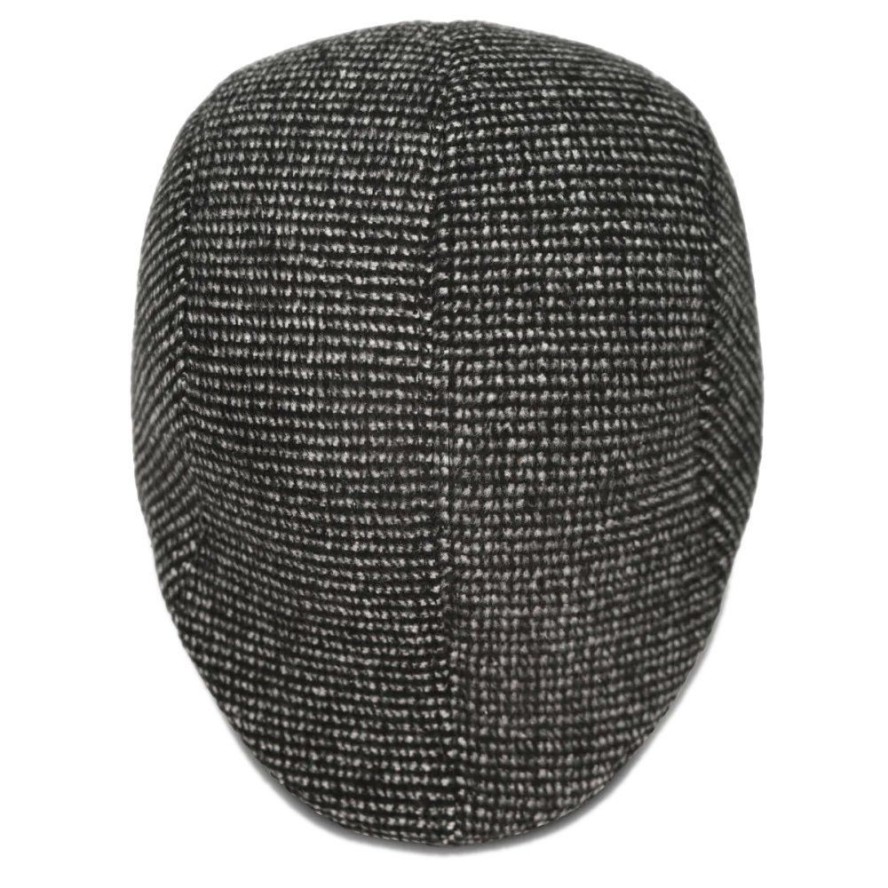 Kaszkiet Jesienno-Zimowy, Czarno-Biały w Drobny Wzór, Bez Regulacji, Gąbczasty -Pako Jeans