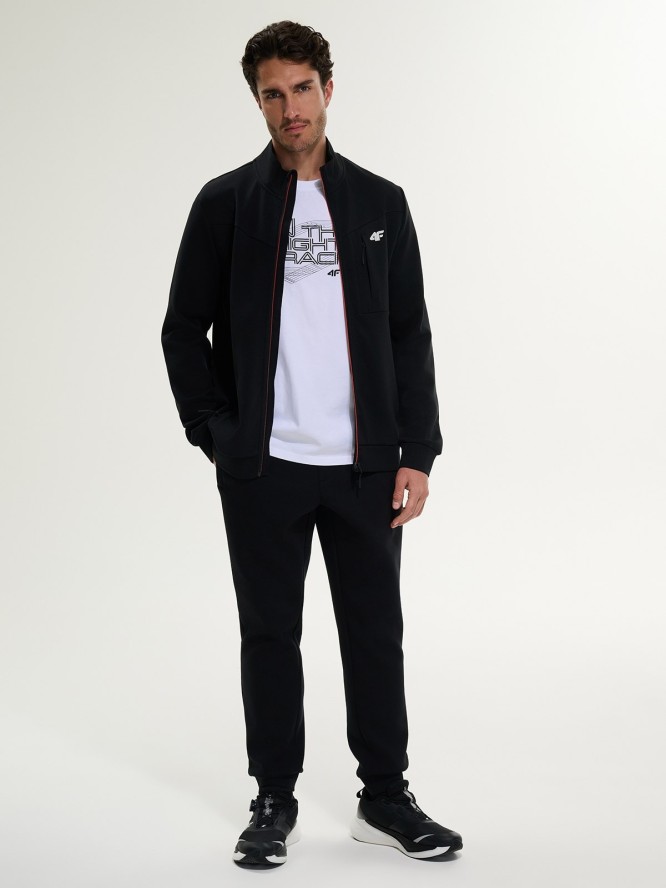 4F Bluza dresowa regular bez kaptura męska - czarna XXL