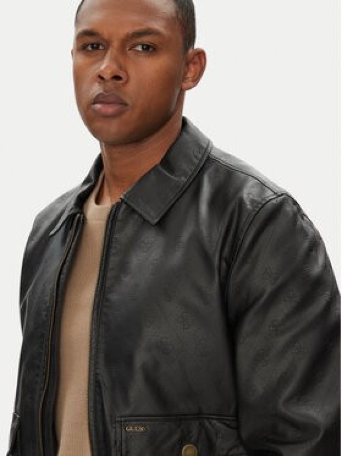 Guess Kurtka z imitacji skóry M5YL01 WGUC0 Czarny Regular Fit