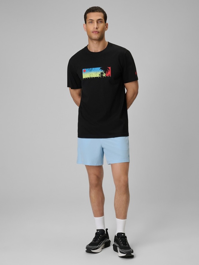 4F T-shirt regular z nadrukiem męski - czarny L