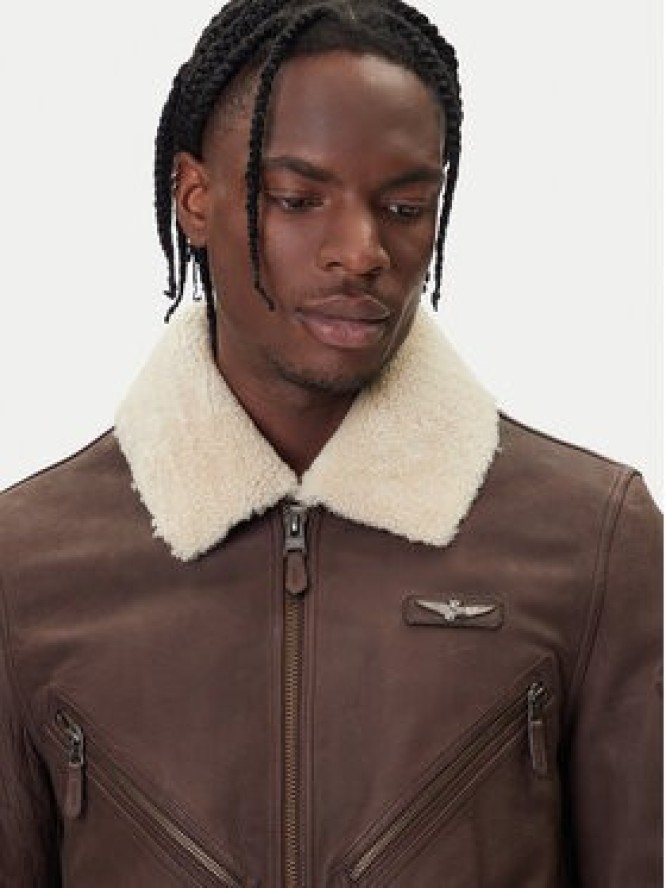 Aeronautica Militare Kurtka skórzana 252PN0960UPL00304 Brązowy Regular Fit