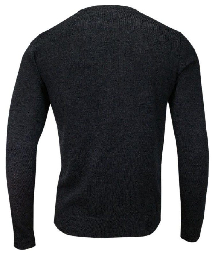 Sweter Grafitowy, Popielaty Męski, Okrągły Dekolt - BRAVE SOUL