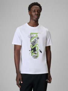 4F T-shirt regular z nadrukiem męski - biały XL