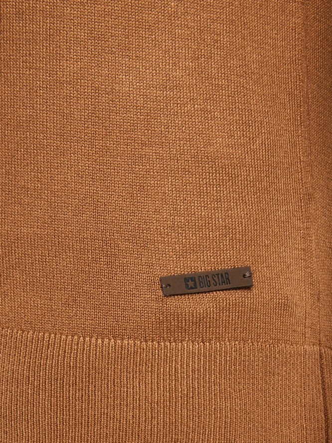 Sweter męski z kołnierzykiem polo brązowy Bradson 802