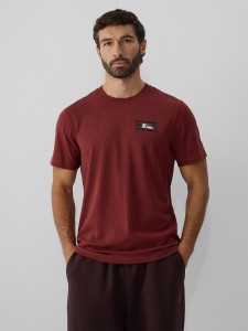 4F T-shirt regular z nadrukiem męski - brązowy M